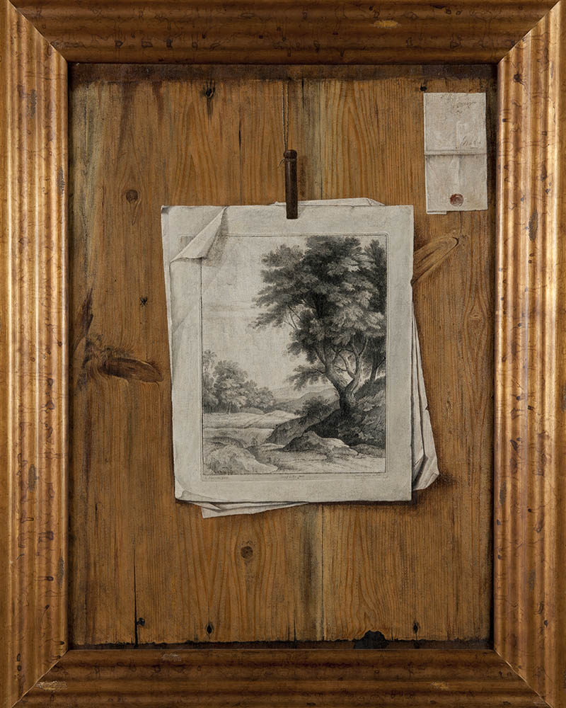 Filippo Abbiati Trompe l'oeil con stampe e lettera